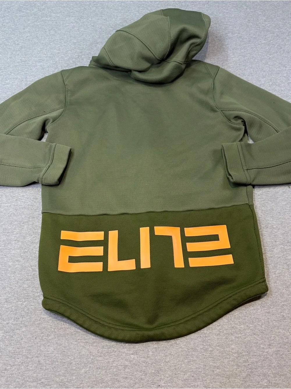 Nike Elite Youth M Green Solid Full Zip Hooded Hoodie Pockets Long Sleeve